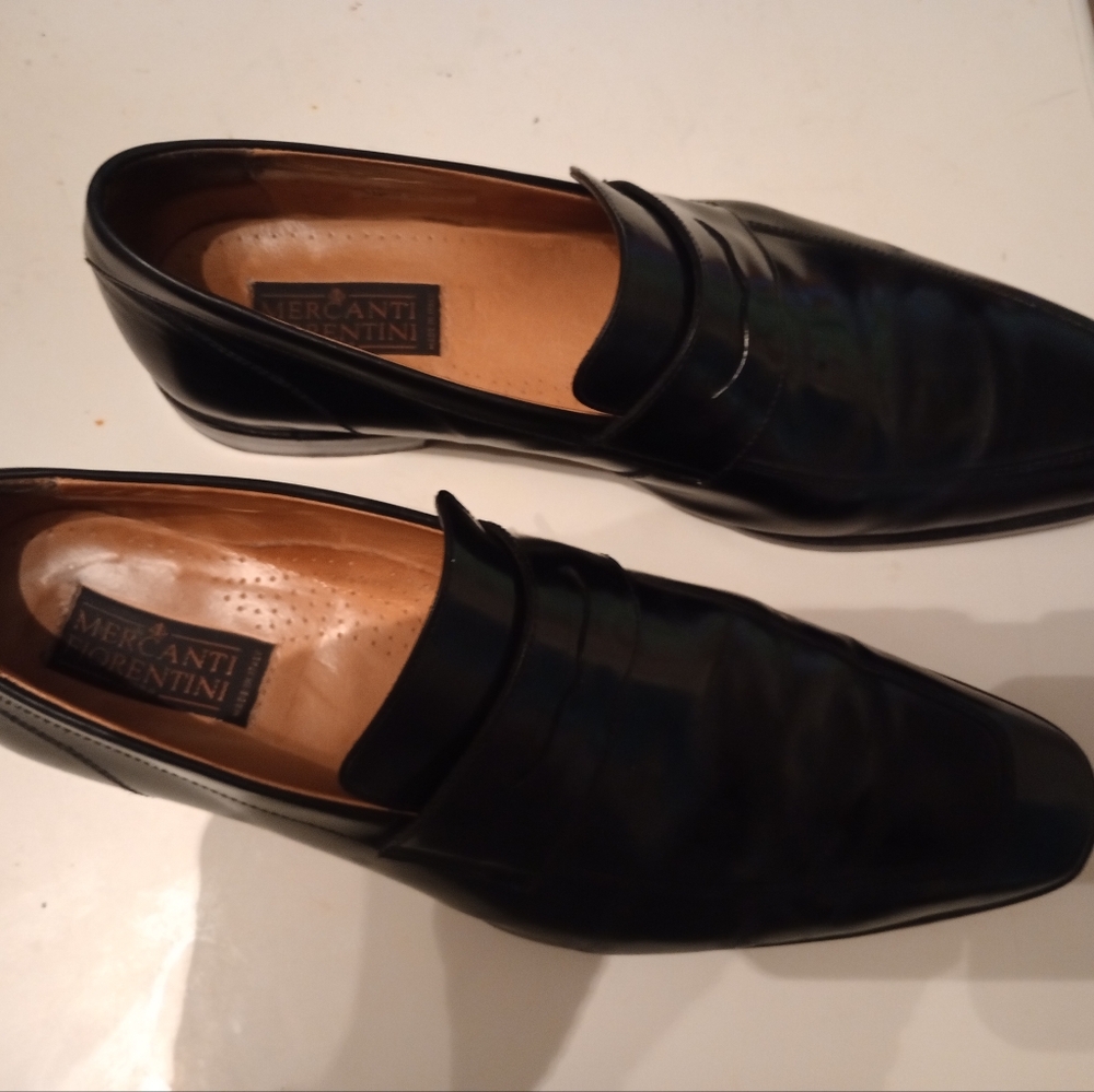MERCANTI FLORENTI Men Dress Black Slipon    Loafer Shoes Size 13M (02)